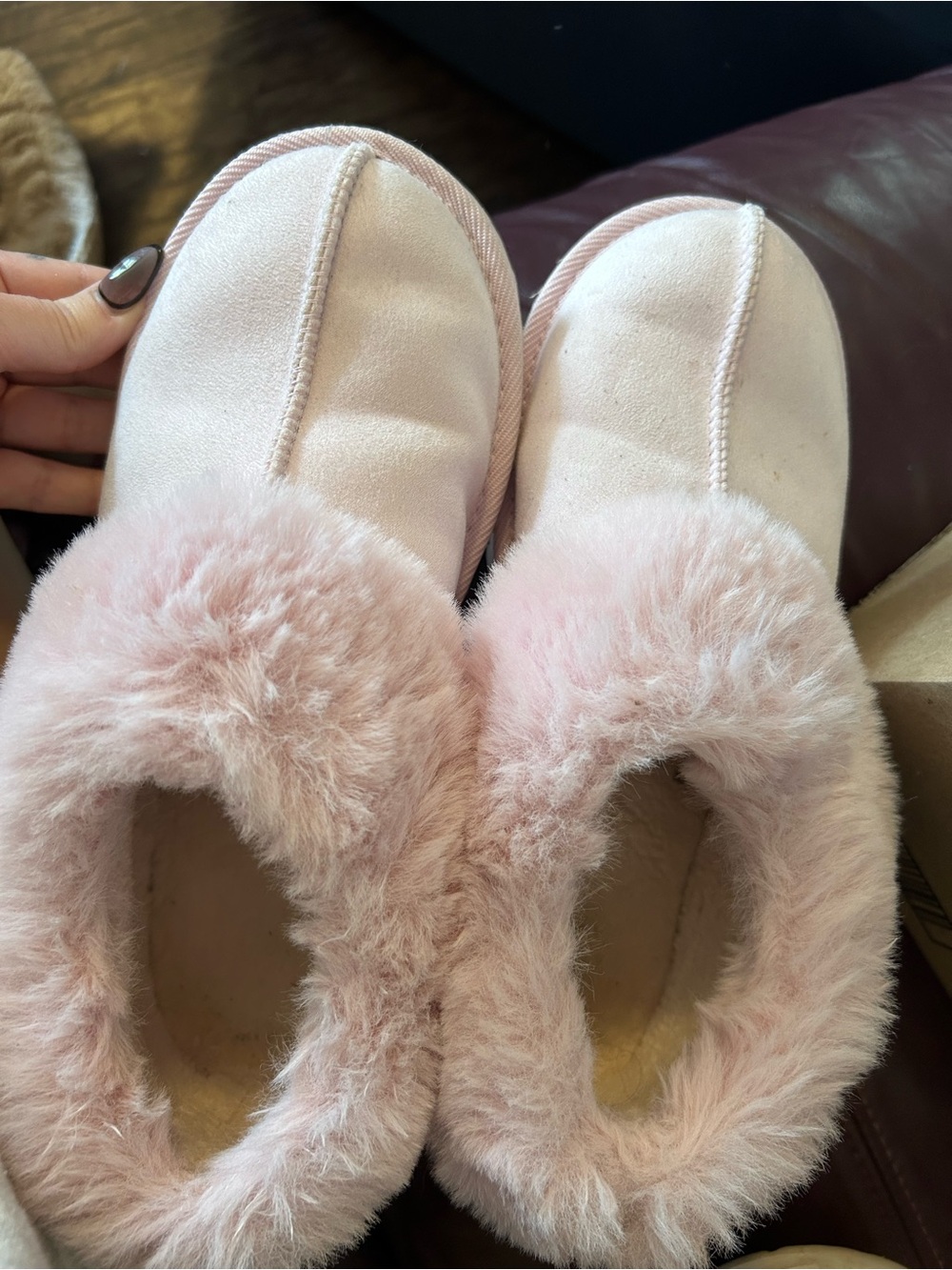 Girl’s Plush Faux-Fur Slippers - Blush Pink